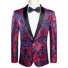 Mens Floral Tuxedo Dinner Jacket Regular Fit Shawl Lapel Paisley Prom Party Suit