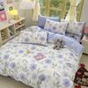 Элегантный синий цветочный узор пододеяльник комплект 100% хлопок мягкий приятный для кожи комплект постельного белья размера Queen одеяло чехол наволочки