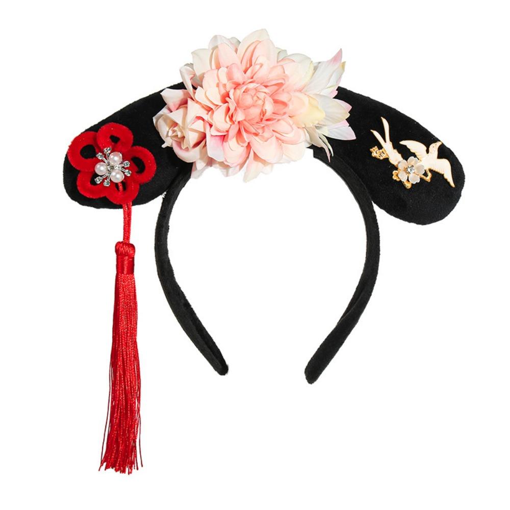 Sweet Chinese Style Hair Hoop Long Tassel Children Hair Bands Retro Hanfu Flower Headband  Festival