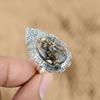 Natural Turritella Agate Gemstone Promise Brown Adjustable Ring 925 Silver