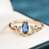Simple Fashion Blue Marquise Cut Zircon Rings for Women Gold Color Crown Wedding Engagement Ring Fine Jewelry