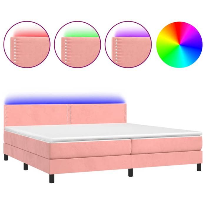 VidaXL Slat Bed Base with Mattress and LED, Upholstered Bed with Headboard, Double Bed, Adult Bedroom Bed, 3134368