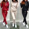 Women's Casual Fleece Hooded Sportswear Set, Long-Sleeved, European and American Fashion, High Elasticity for Autumn and Winter