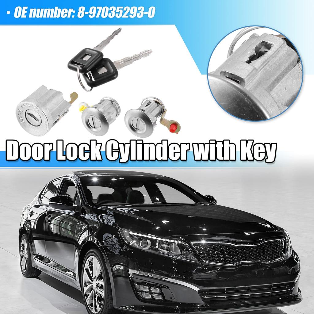 X AUTOHAUX Keyed Door Lock Cylinder for Isuzu and ELF Car Door Ignition Lock Cylinder 1 Set NPR, NQR, NKR, (1994-2007) - Lock, Key, 8-97035-293-0,