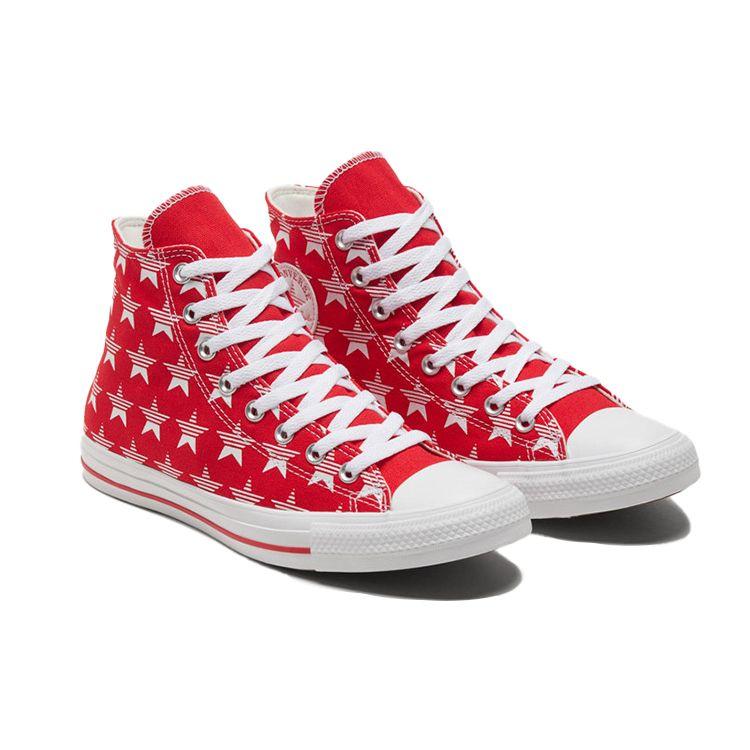 Converse Chuck Taylor All Star Canvas Full Print Stars High Top Skate Shoes Unisex Sneakers White Red 168807C