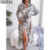 Women's Fashion Spring Fall Flower Pattern Print Long Sleeve POLO Neck Middle Waistline Casual Dresses