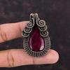Faceted Kashmir Ruby Copper Pendant Wire Wrapped Pendant Original Gemstone Copper Jewelry Handmade Pendant Kashmir Ruby Jewelry Gift For Him