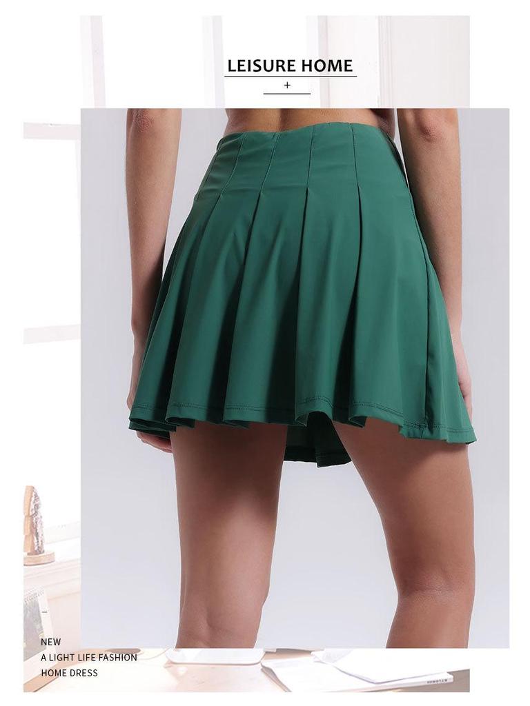 Lulu Sports Quick-Dry High Waist Skirt: Aerobic & Yoga Skort with Built-In Pockets, Anti-Exposure Pleats for Tennis & Fitness.