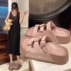 Thick Bottom Slippers Women Outer Wear Summer Casual Retro Belt Buckle One Word Cool Slippers Women Fashion Women Summer Breathable Shoes