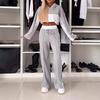 New Women's Color Block Hoodie & Drawstring Pants Two-Piece Set