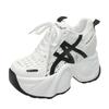 Fashion 2025 Chunky Leather Sneakers Summer Casual Vulcanized Shoes Woman High Platform Breathable Hollow Sneakers 9CM Sport Dad Shoes