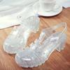 Fashion 2024 Summer Women Casual Jelly Shoes Heel Women Square High Heels Transparent Platform Sandal Lady Bling Silver Sandals