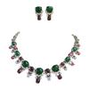 Wind Bride with Diamond Zircon Necklace Earrings Set Summer Emerald Oval Luxury Jewelry