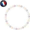 Bracelet - - Genuine Cultured Pearl - Multicolor 5-6 Mm - Elastic - Length 18 Cm