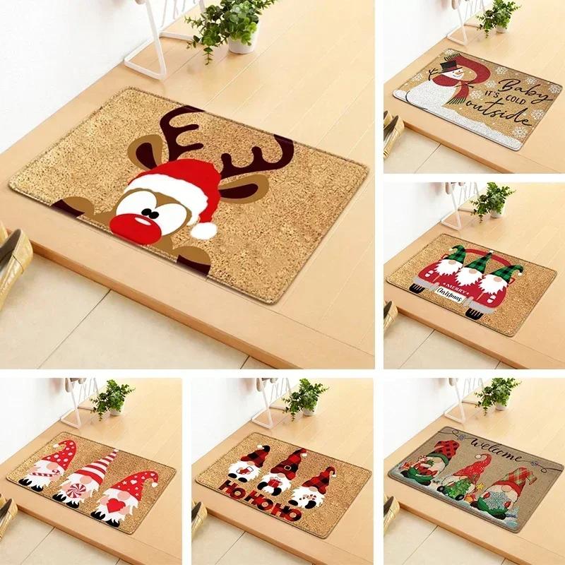 Merry Christmas Welcome Doormat Winter Non-Slip Rubber Backed Floor Mat for Home Indoor Outdoor Entrance Decoration
