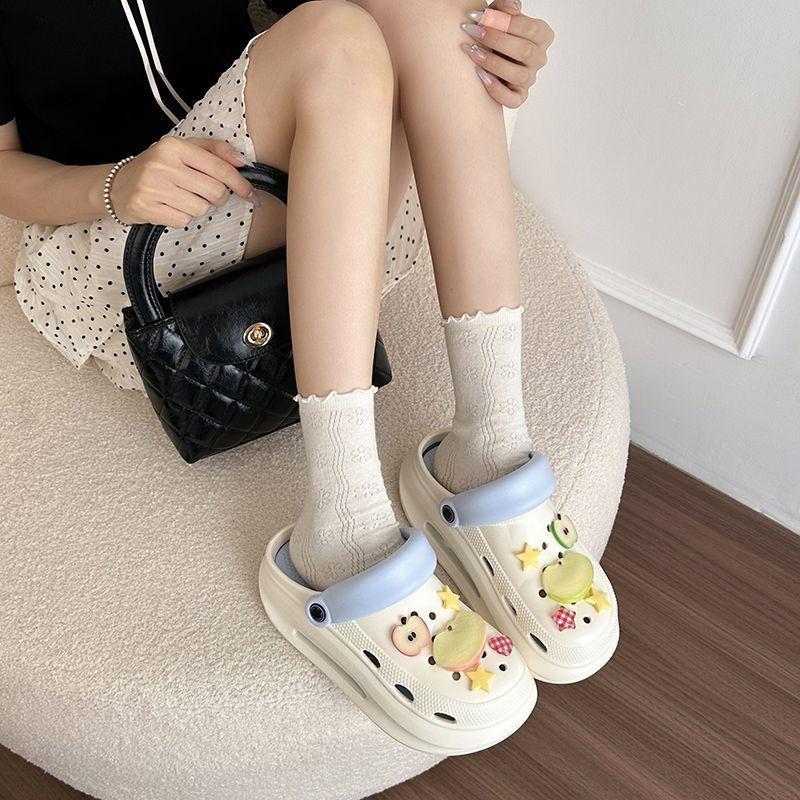Fashion Versatile Comfortable Hole Shoes Personalized Star Cartoon Thick Sole Lightweight Non-slip Cool Slippers 2025 Summer New