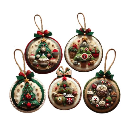 DIY Christmas Felt Patch Kit Holiday Craft Set with Pre-Cut Felts Sheet Handmade Fabric Sewing Crafting Supplies for Tree Home Decor