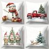 Christmas Decoration Pillowcase New Year Gift Winter Snowman Car Christmas Tree Pillow Cover Sofa Cushion Cover Home Decoration