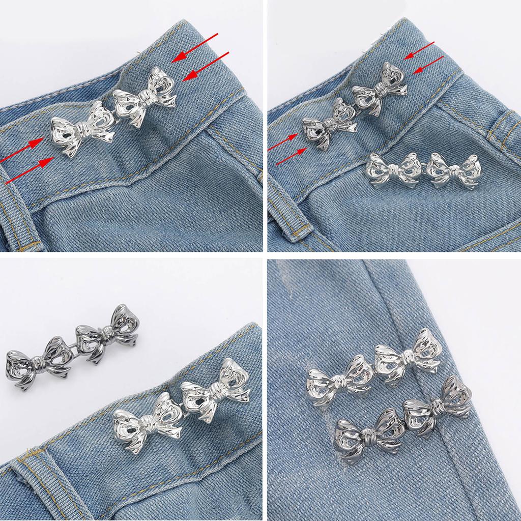 Bowknot Button Pins Jean Waist Buckles Detachable Pants Waist Tightener Jean Buttons Pins Adjustment Waist Buckles