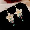 Colorful Zircon Tassel Dangler for Women Big Flower Exaggerated Earrings 2022 Fashion Jewelry Gold-Plated Korea Brands Earring