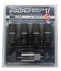 RAYS 17HEX Racing Lock M12 X 48mm 74130000251BK Set, 1.25, Black, (Long Type),
