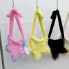 Star Shape Candy-colored Plush Crossbody Bag For Young Ladies Autumn & Winter Puffy Handbag Solid Color Women Shoulder Bag