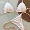 Solid Color White Bikini ,Women Suit ,Low Waist Lace-up Fashionable Swimsuit Two-piece Set