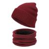 Men's and Women's Knit Pullover Hat Set: Autumn/Winter Velvet-Lined Warm Hat, Scarf, Gloves