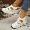 Women's Soft Soled Thick Soled Sandals, Round Toe Comfortable Casual Walking Shoes, Hollow Wedge Heel Breathable Sandals
