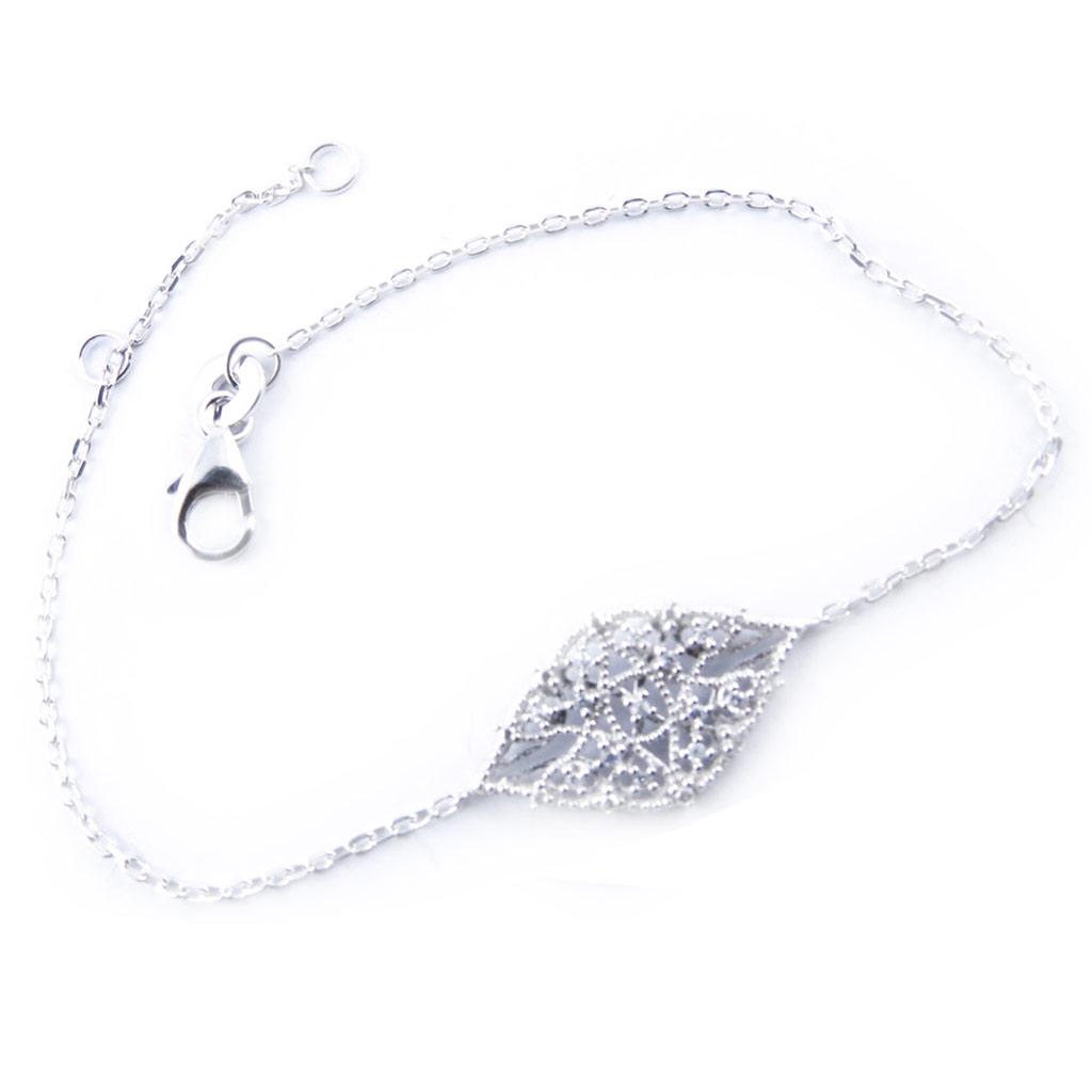 Les Trésors De Lily [L3885] - White 'Carmen' Silver Bracelet