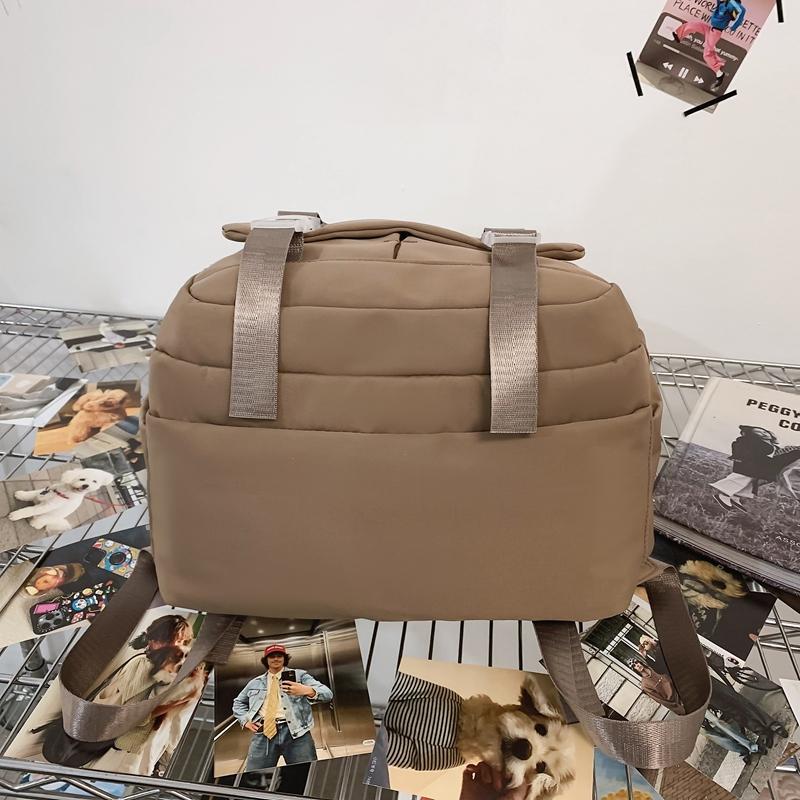 Large Capacity Schoolbag Women's Solid Color Backpack Outdoor Travel Multi-Pocket Backpack