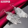 925 Sterling Silver Woman Layered Hollow Leaves Tassel Long Drop Earrings Fashion Jewelry