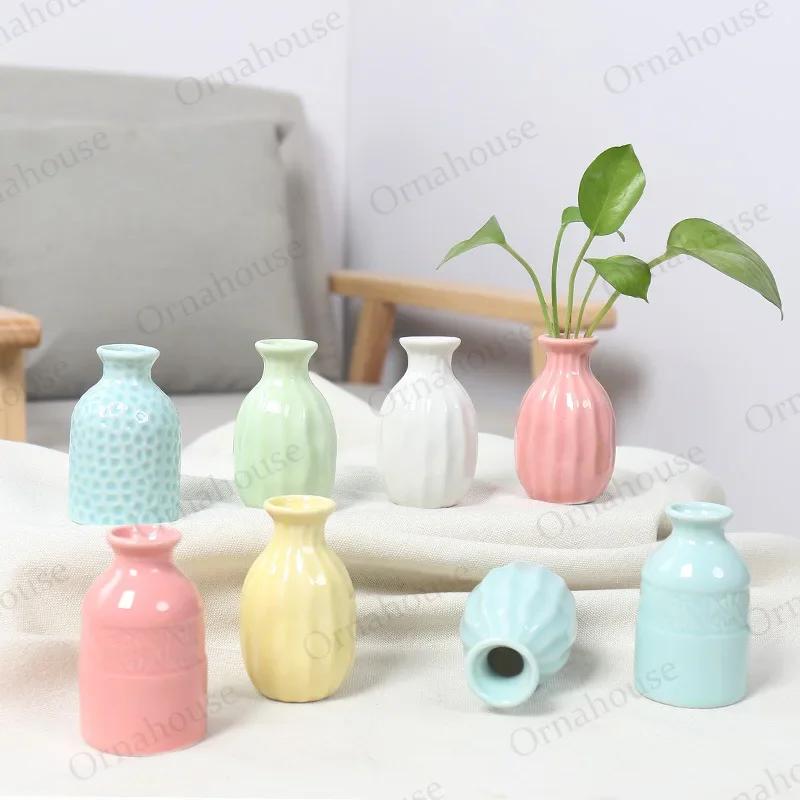 1PC Nordic Style Mini Modern Flower Vase Home Decoration Living Room Ceramic Home Decoration Floreros Vintage Flower Pot Vases