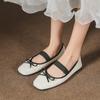 Spring French Flat-Bottomed Bow Ballet Shoes Square Head One-Word Strap Foot Cover Pig Nose Mary Jane Shoes