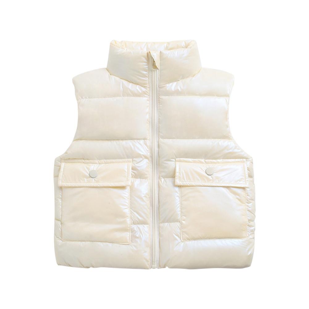 2-8 Years Kids Autumn Winter Warm and Thickened Zipper Vest Children Solid Color Down Vest