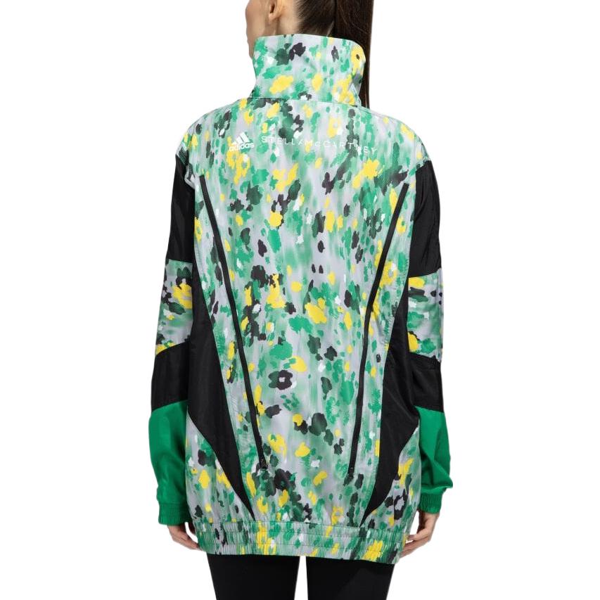 Adidas Floral Print Zip-Up Casual Jacket Women Outerwear Green HG1934