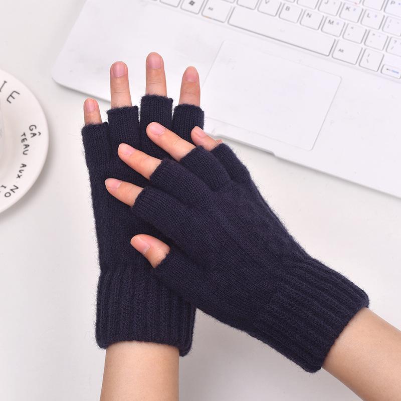 Autumn and Winter Camel Wool Warm Windproof Breathable Portable Simple Gloves Warm Cold Half-finger Gloves Outdoor Riding