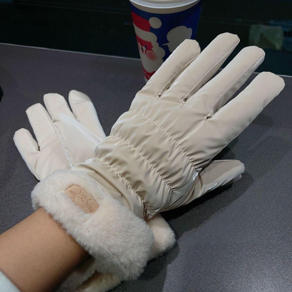 Breathable Little Bear Padded Gloves Warm Bicycle Gloves Women