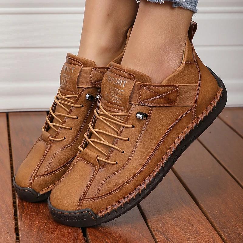 Fashion Women's Boots Mid Top for Summer British Style Retro Anti Slip Workwear Shoes Fashionable Luxurious Design Couple's Loafers
