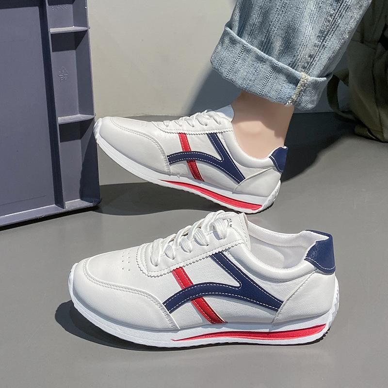 Fashion 2024Women's Sneakers Light PU Leather Casual Shoes Comfort Sport Running Shoes for Women Lace Up Vulcanized Shoes Zapatos Mujer