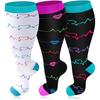 3 Pairs 2XL-7XL Plus Size Compression Men Socks 20-30 mmHg Wide Calf Extra Large Knee High Flight Socks for Circulation Support