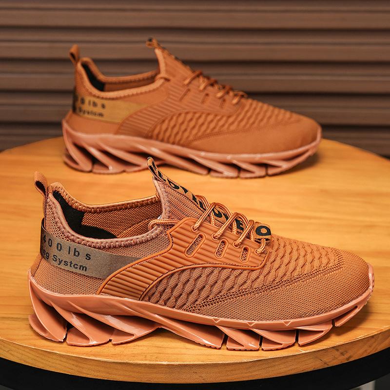 Spring/Autumn Men's Large Size Blade-soled Shoes Flying Weave Fitness Jogging Shoes