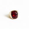 Natural Red Garnet Ring, 925 Sterling Silver Ring, Mens Bold Signet Ring, 22k Gold Fill, Promise Ring, Gift for Her