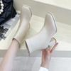 Fashion New Luxury Brand Women Beige High Heels Ankle Boots 2024 Winter Female Square Toe Chelsea Boots High Quality Short Boots Botines