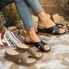 Summer Hollow Design Breathable and Comfortable Women's Slippers Casual Outdoor Wedge Solid Color One-slip Flops