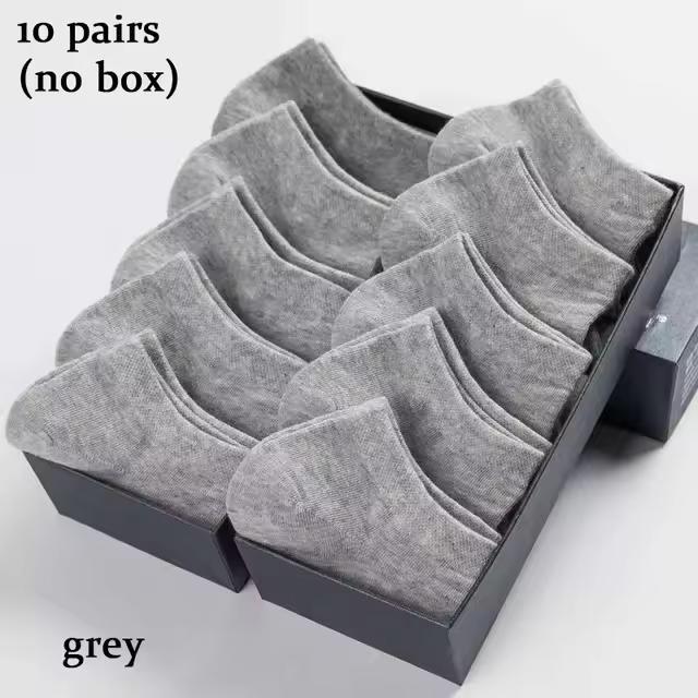 10 Pairs Women/Men Boat Socks Invisible Low Cut Silicone Non-slip Summer No-show Ankle Socks Solid Color Casual Breathable