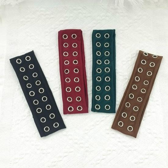 Headband Punk Style Rock Air-eye Decor Hair Band Elastic Fabric Eyelets Punk Headwrap Hair Accessory