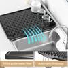 Silicone Drain Mat Thick Dish Drying Mat with Drainage Heat-Resistant Non-Slip Bar Sink Drying Pad for Countertops