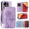 Embossed Dandelion Leather Phone Case for Xiaomi Redmi 14C 13 13C 12 12C 10 9 9A 9C Redmi Note 14 13 12 12S 11 10 9 8 Pro Wallet Case with 2 Straps