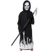 Halloween Grim Reaper Costume for Kids Glow-in-the-Dark Cosplay Outfit with Scythe for Halloween Parties Dress-Up